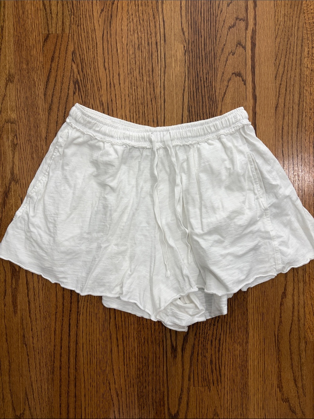 aerie White Lightweight Lounge Summer Shorts with Drawstring (S)